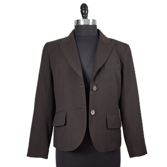 Michael Kors Womans Business Career Suit Blazer Jacket Sz 12 Matte Brown Fitted - Picture 1 of 16